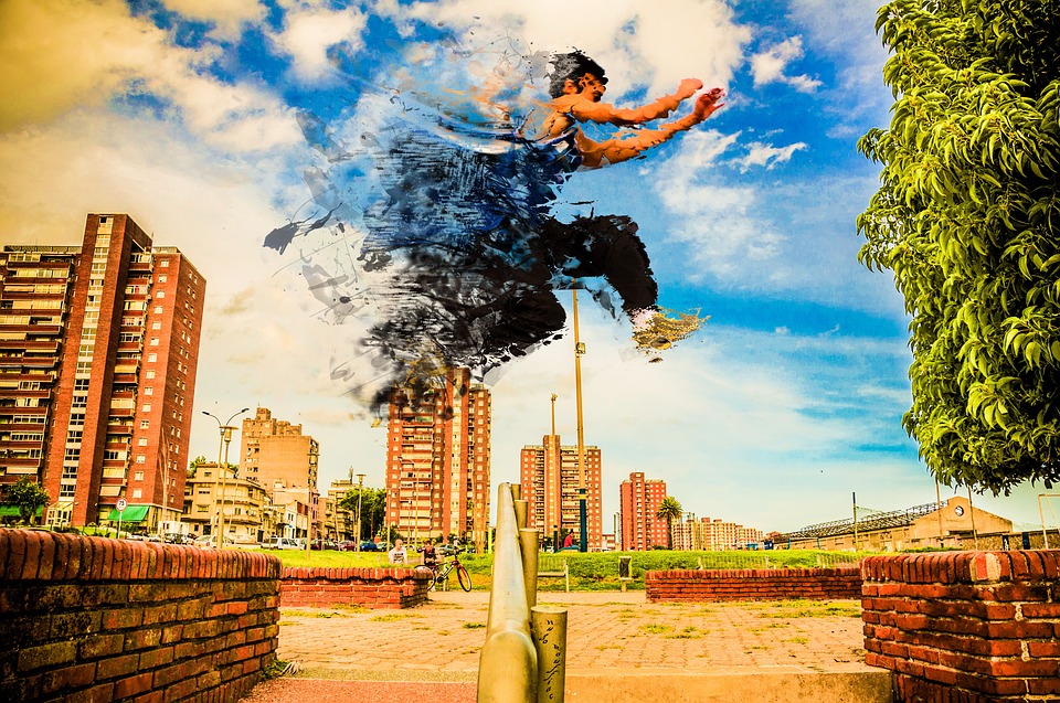 woman doing parkour